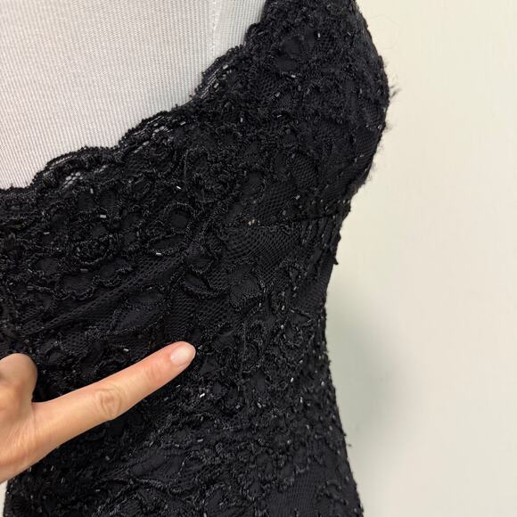 VTG Cache Y2K Babydoll Halter Top M Black Sheer Mesh Beaded Lace Whimsigoth Vamp - Picture 10 of 13